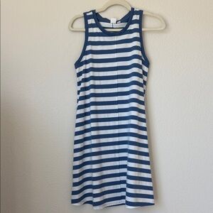 GAP Blue White Striped Cotton Midi Swing Dress Sleeveless Tank A-Line Casual